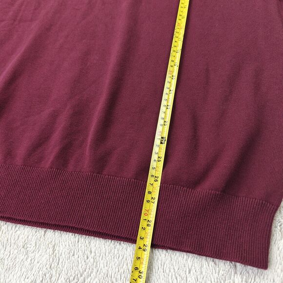 Lands End V-Neck Sweater Men's L Burgundy Red Preppy 100% Cotton - Picture 6 of 6
